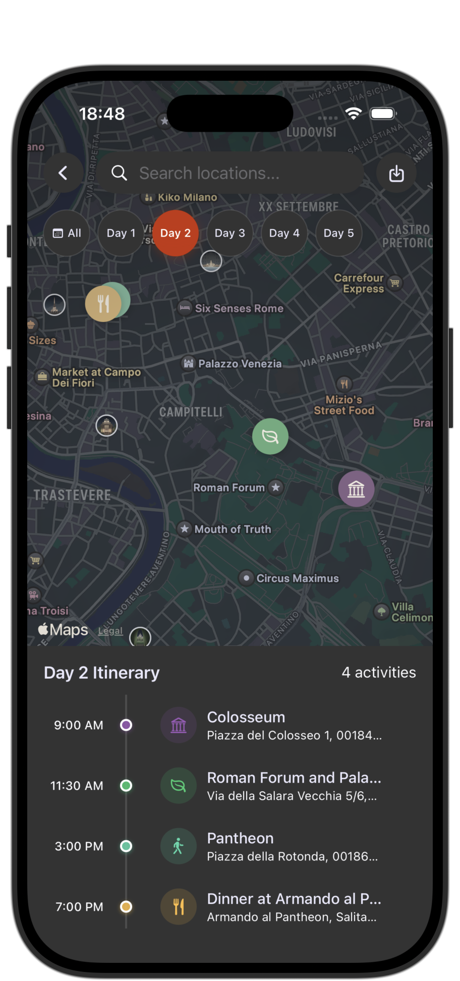 Zmew — itinerary map view