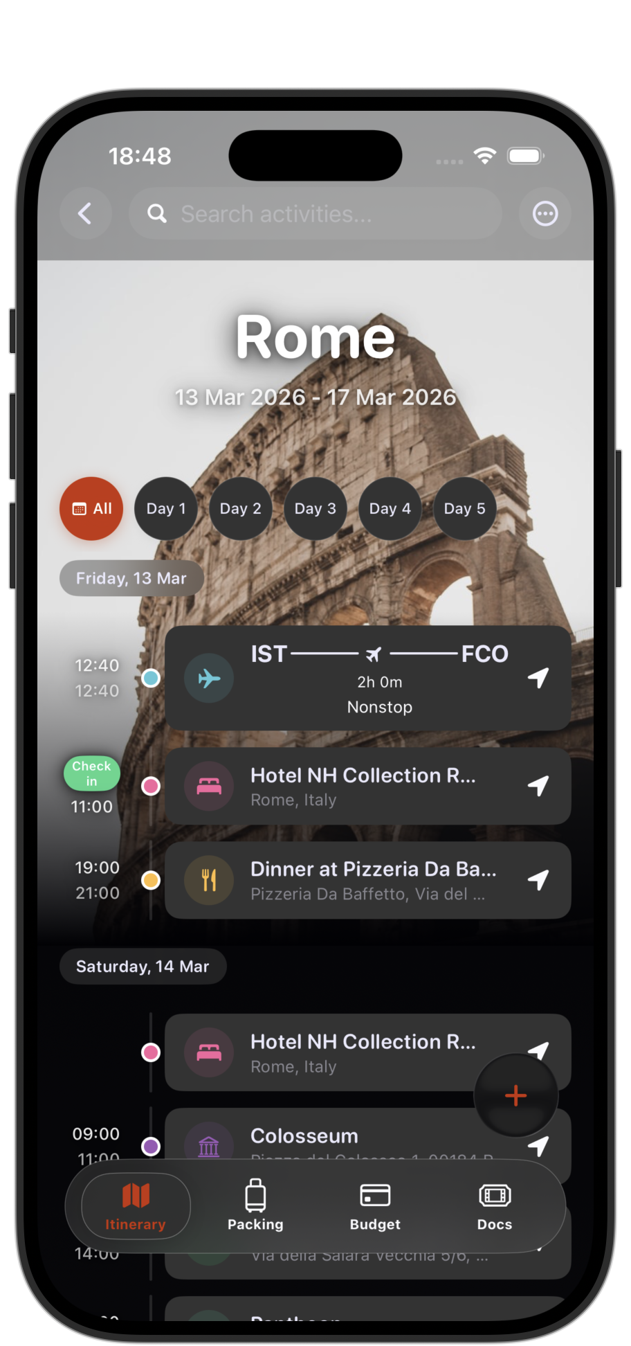 Zmew — trip itinerary timeline